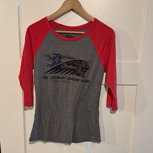 Indian Motorcycle Women's Raglan Jersey - Red & Gray